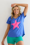 Freedom Tee- Cobalt/Pink Star