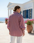 Amalfi Shirt- Chocolate/Pink Stripe