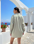 Amalfi Shirt- Green/Pink Stripe