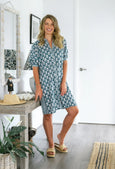 Folk Shadow Buti Shirtdress
