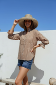 Sorrento Shirt-Tan/White