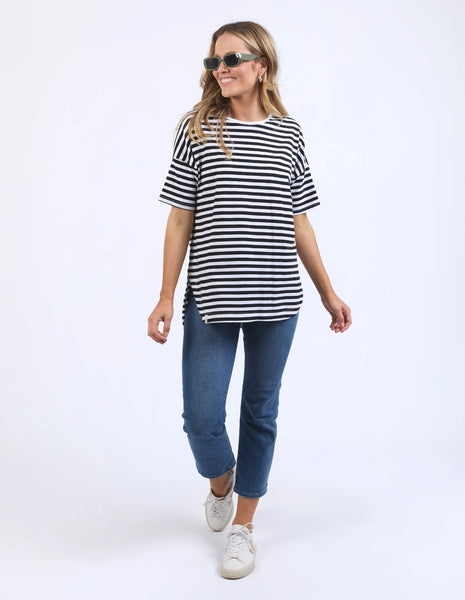 Lauren Stripe SS Tee- Black and White Stripe