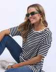 Lauren Stripe SS Tee- Black and White Stripe