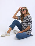 Lauren Stripe SS Tee- Black and White Stripe