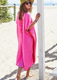 Resort Cheesecloth Beach Dress- Pink/Red