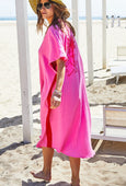 Resort Cheesecloth Beach Dress- Pink/Red