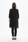 Hankerchief Hem Contrast Shirt- Black