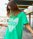 Vintage Wash Lover Heart Tee- Green