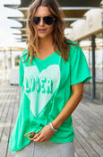 Vintage Wash Lover Heart Tee- Green