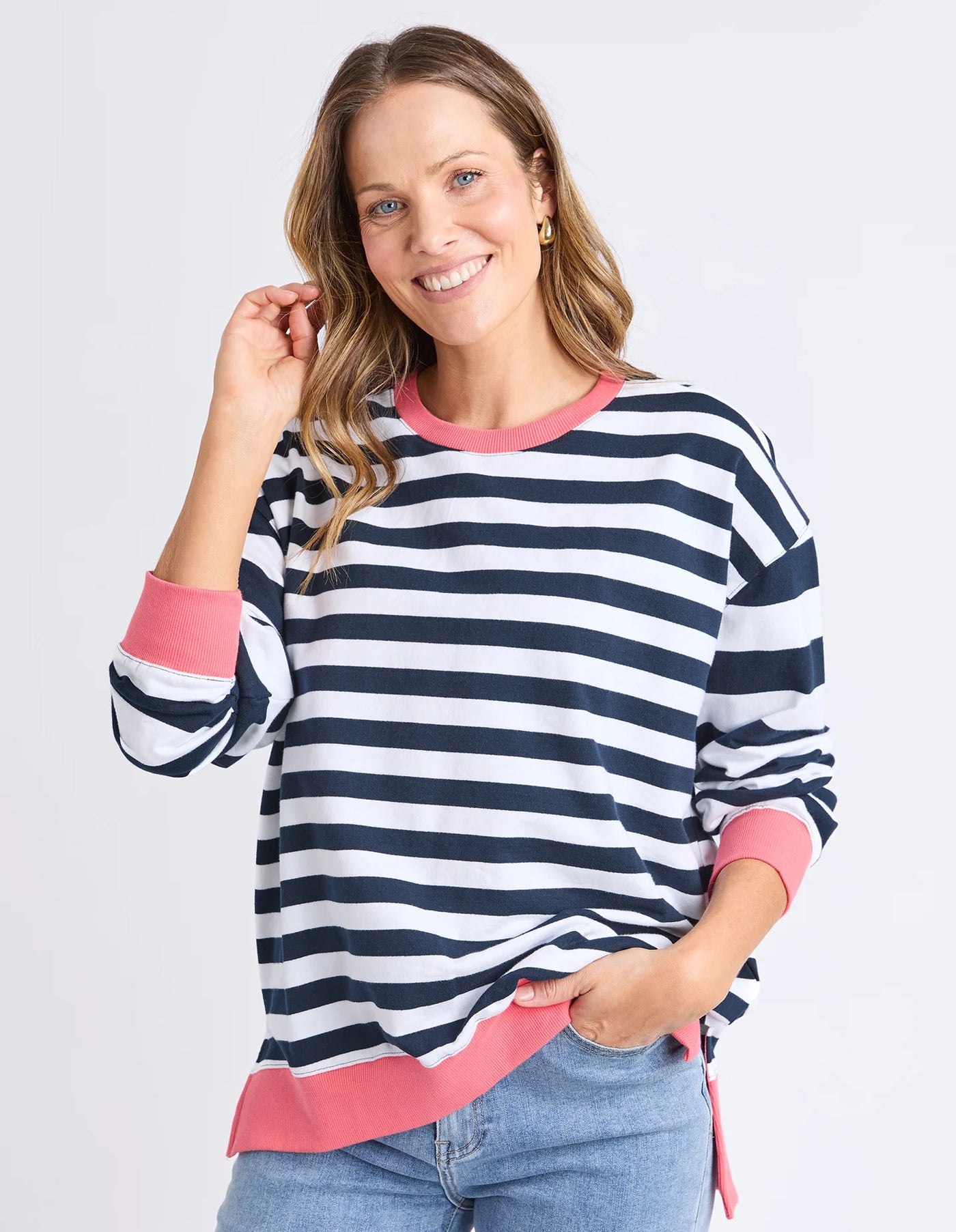 Vivid Crew- Navy/White Stripe