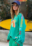 Vintage Wash Rainbow Sweat- Green