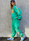 Vintage Wash Rainbow Sweat- Green