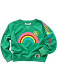 Vintage Wash Rainbow Sweat- Green