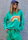 Vintage Wash Rainbow Sweat- Green