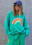 Vintage Wash Rainbow Sweat- Green