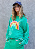 Vintage Wash Rainbow Sweat- Green