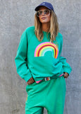 Vintage Wash Rainbow Sweat- Green