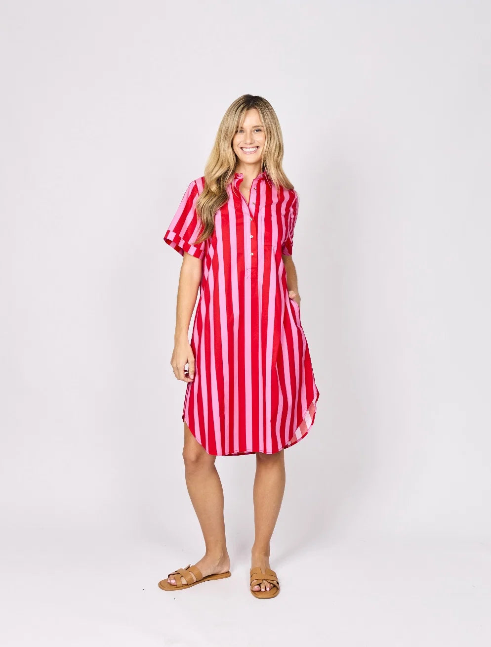 Lucy Dress- Pink/Red Stripe