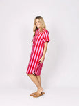 Lucy Dress- Pink/Red Stripe