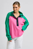 Collar Sweatshirt- Pink Combo