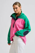 Collar Sweatshirt- Pink Combo