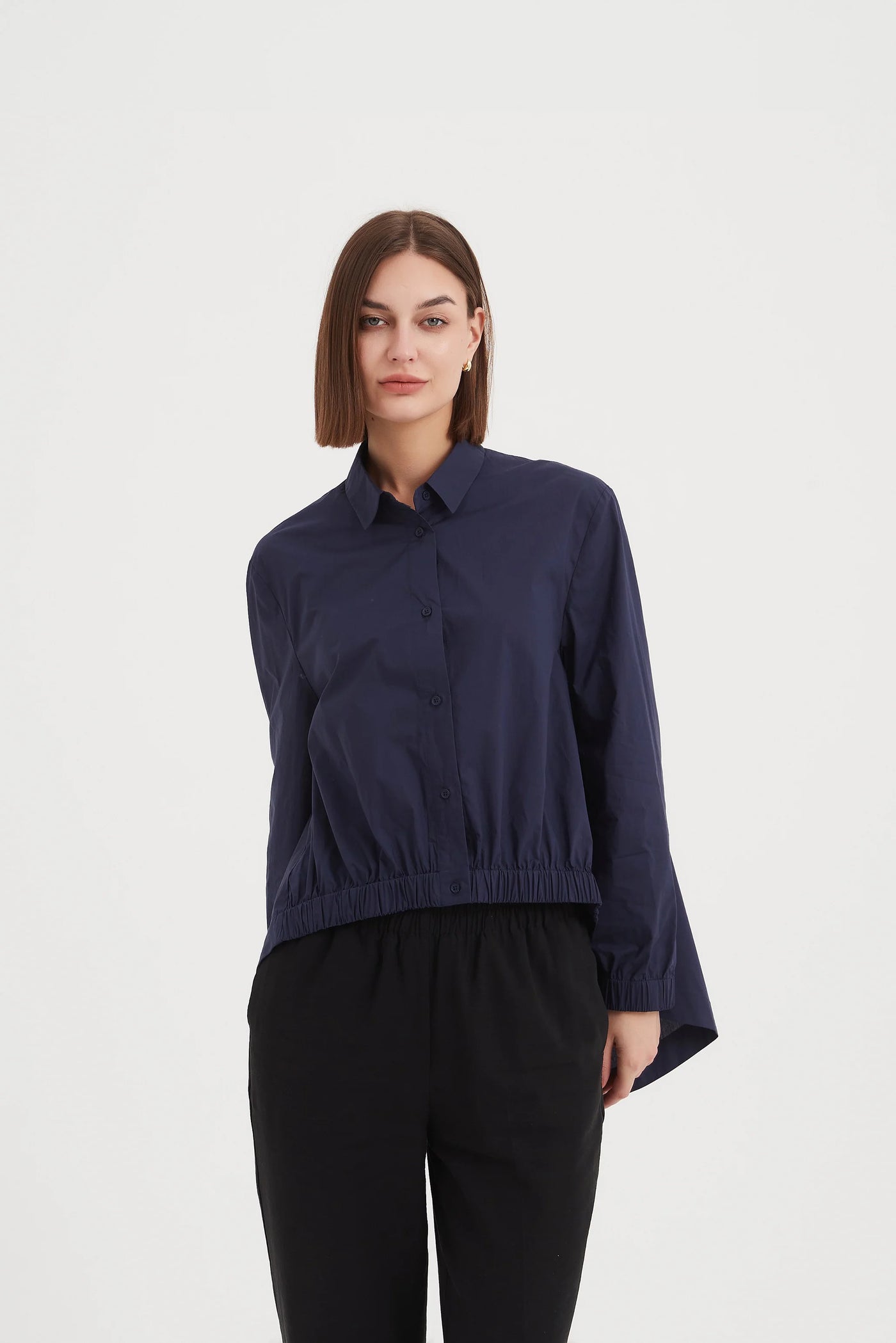 Elastic Front Hem Shirt