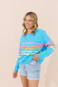 Forever Sweater- Summer Blue/Stripes