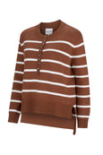 ochre/ivory breton stripe button henley