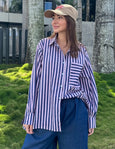 Amalfi Shirt- Navy/Pink Stripe