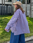 Amalfi Shirt- Navy/Pink Stripe