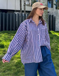 Amalfi Shirt- Navy/Pink Stripe