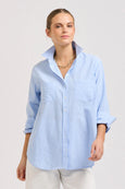 The Girlfriend Relaxed Shirt- Mid Blue Stripe