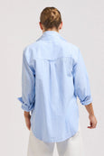 The Girlfriend Relaxed Shirt- Mid Blue Stripe