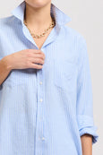 The Girlfriend Relaxed Shirt- Mid Blue Stripe