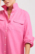 The Venus Linen Shirtdress- Hot Pink