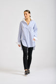 The Oversized Boyfriend Shirt - Navy/White Stripe