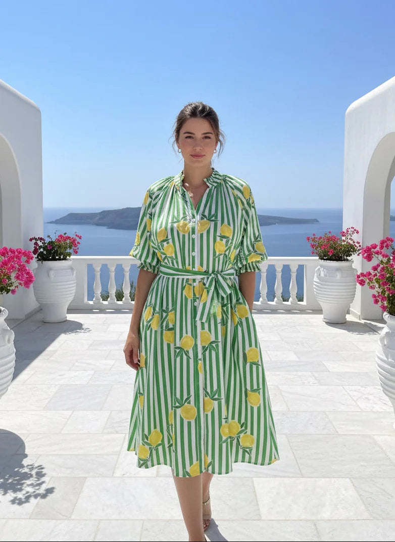 Lemon Green Stripe Dress