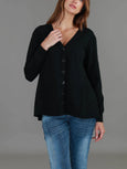 Weslie Long Sleeve Asymmetrical Cardigan-Black