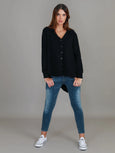 Weslie Long Sleeve Asymmetrical Cardigan-Black