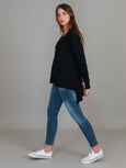 Weslie Long Sleeve Asymmetrical Cardigan-Black
