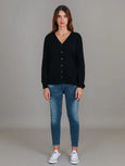 Weslie Long Sleeve Asymmetrical Cardigan-Black