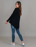 Weslie Long Sleeve Asymmetrical Cardigan-Black