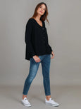 Weslie Long Sleeve Asymmetrical Cardigan-Black