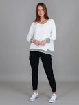 Gwyneth Stripe Rib Sweatshirt- White