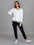 Gwyneth Stripe Rib Sweatshirt- White