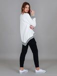 Gwyneth Stripe Rib Sweatshirt- White