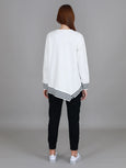 Gwyneth Stripe Rib Sweatshirt- White
