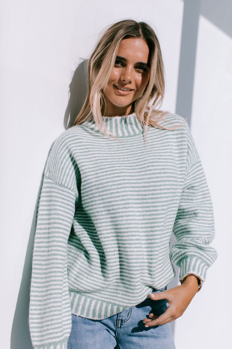 Billie Knit- Sage Stripe