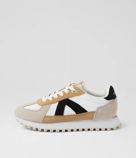 Gate White Tan Black Grey-Suede Nylon Sneakers