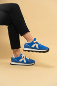 Gate Blue/ Grey Snake- Suede Nylon Sneakers